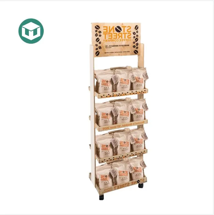 4-Shelves Floor Display Stand for Coffee Beans2