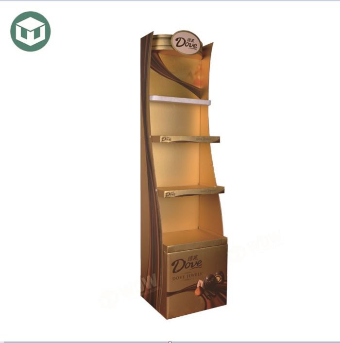 Expositor de punto de venta de chocolate con estampado dorado